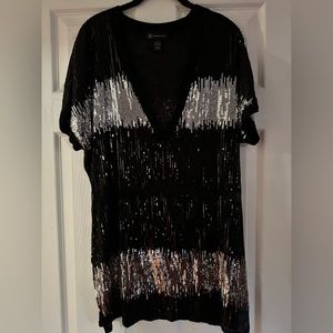 Women’s International Concept sequence top/dress size L in black and silver